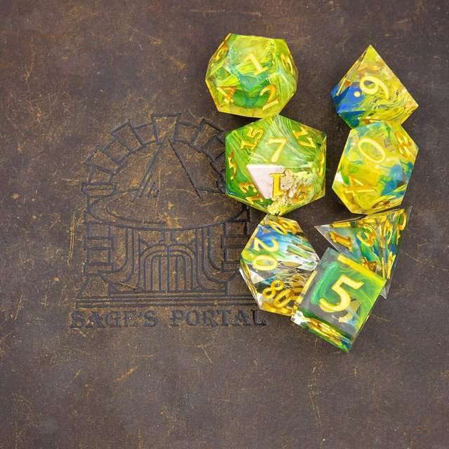 Sage's Essence of Nature Sharp Edge Resin Polyhedral Dice Set - Sage's PortalSharp Edge Resin Dice Set