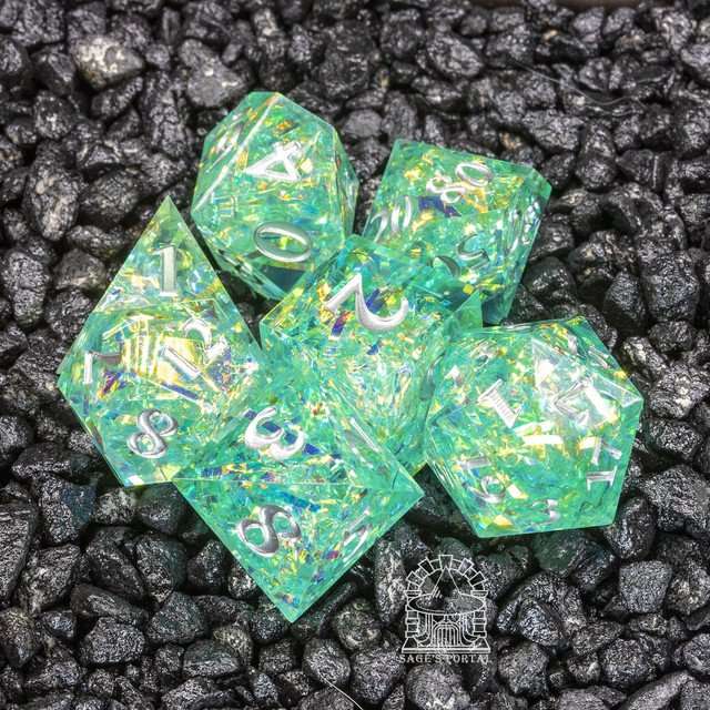 Sage's Exaltations - Mermaid Cove Sharp Edge Resin Dice Set - Sage's PortalSharp Edge Resin Dice Set