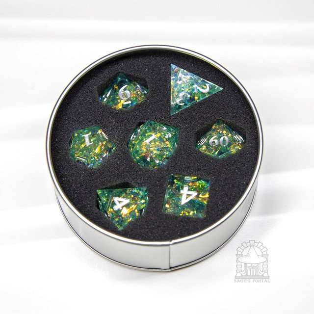 Sage's Exaltations - Mermaid Cove Sharp Edge Resin Dice Set - Sage's PortalSharp Edge Resin Dice Set