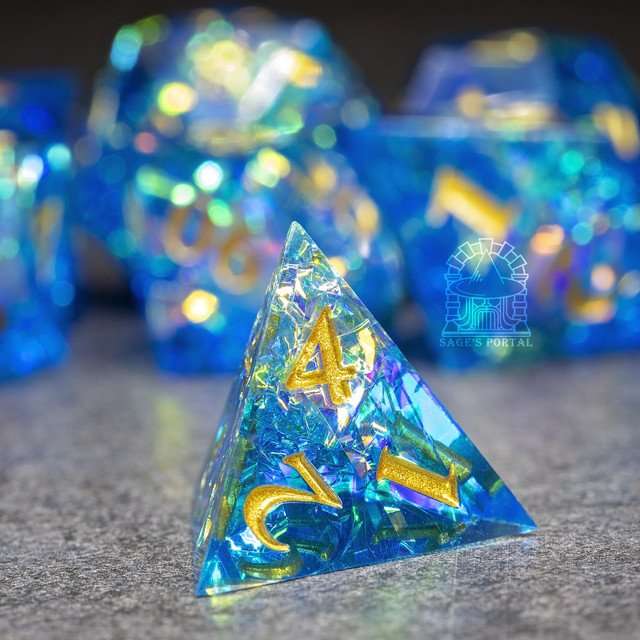 Sage's Exaltations - River Bend Sharp Edge Resin Dice Set - Sage's PortalSharp Edge Resin Dice Set