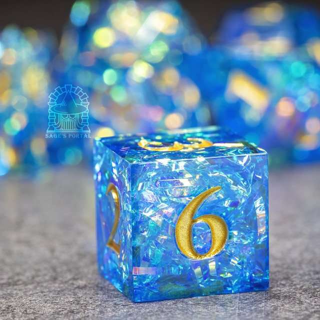 Sage's Exaltations - River Bend Sharp Edge Resin Dice Set - Sage's PortalSharp Edge Resin Dice Set