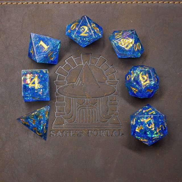 Sage's Exaltations - River Bend Sharp Edge Resin Dice Set - Sage's PortalSharp Edge Resin Dice Set