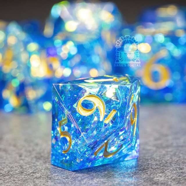 Sage's Exaltations - River Bend Sharp Edge Resin Dice Set - Sage's PortalSharp Edge Resin Dice Set