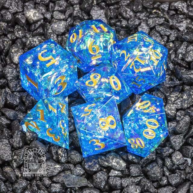 Sage's Exaltations - River Bend Sharp Edge Resin Dice Set - Sage's PortalSharp Edge Resin Dice Set