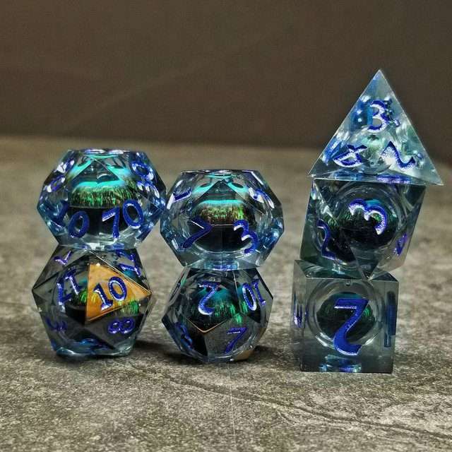 Sage's Eye of the Beast Jiggling Blue Liquid Core Polyhedral Dice Set - Sage's PortalLiquid Core Dice Set