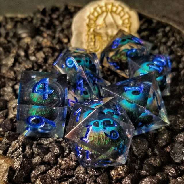 Sage's Eye of the Beast Jiggling Blue Liquid Core Polyhedral Dice Set - Sage's PortalLiquid Core Dice Set