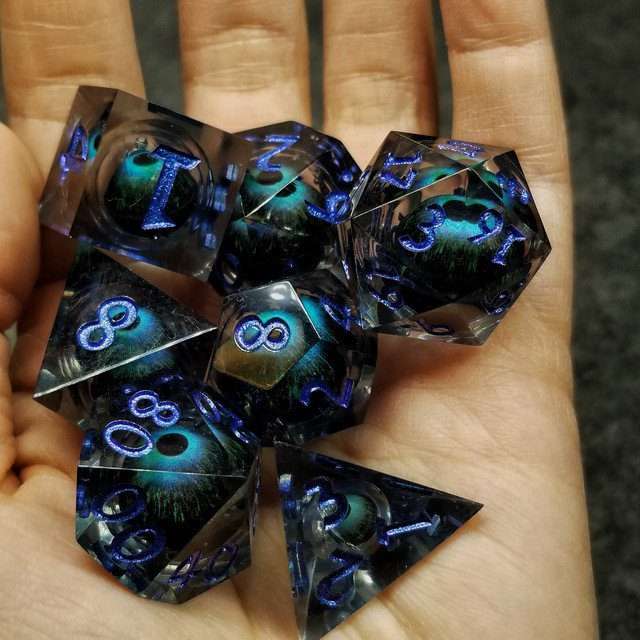 Sage's Eye of the Beast Jiggling Blue Liquid Core Polyhedral Dice Set - Sage's PortalLiquid Core Dice Set