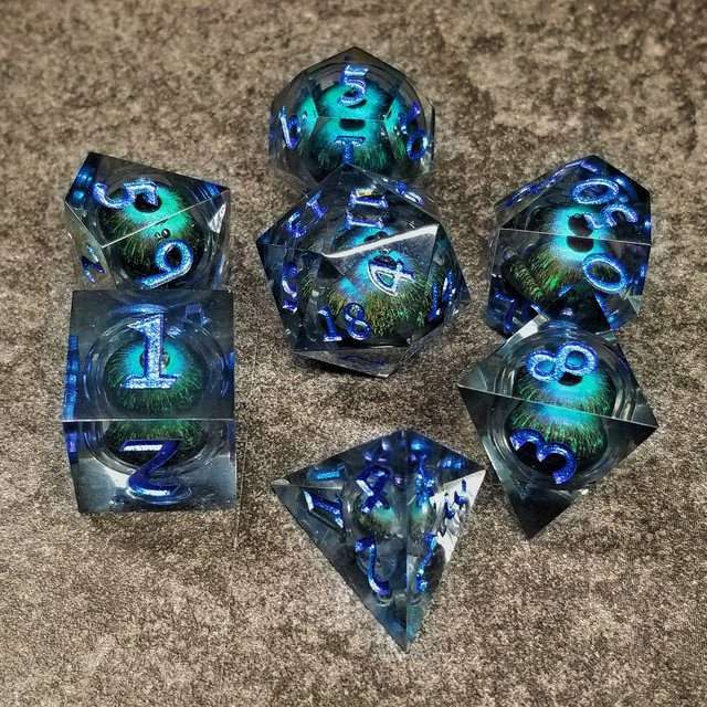 Sage's Eye of the Beast Jiggling Blue Liquid Core Polyhedral Dice Set - Sage's PortalLiquid Core Dice Set
