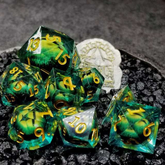 Sage's Eye of the Green Serpent Liquid Core Polyhedral Dice Set - Sage's PortalLiquid Core Dice Set