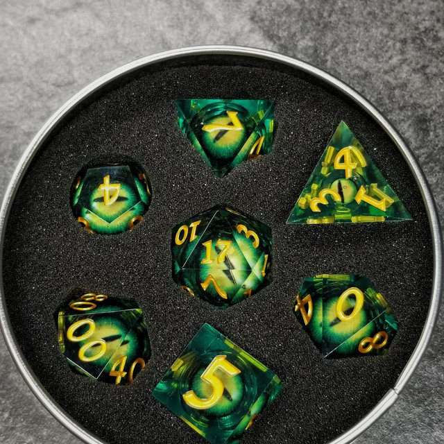 Sage's Eye of the Green Serpent Liquid Core Polyhedral Dice Set - Sage's PortalLiquid Core Dice Set