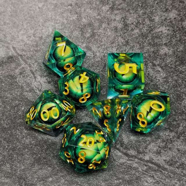 Sage's Eye of the Green Serpent Liquid Core Polyhedral Dice Set - Sage's PortalLiquid Core Dice Set