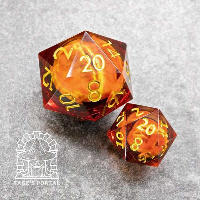 Sage's Eye of the Red Serpent Liquid Core Resin 33mm D20 - Sage's PortalLiquid Core Dice Set