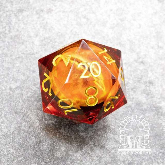 Sage's Eye of the Red Serpent Liquid Core Resin 33mm D20 - Sage's PortalLiquid Core Dice Set