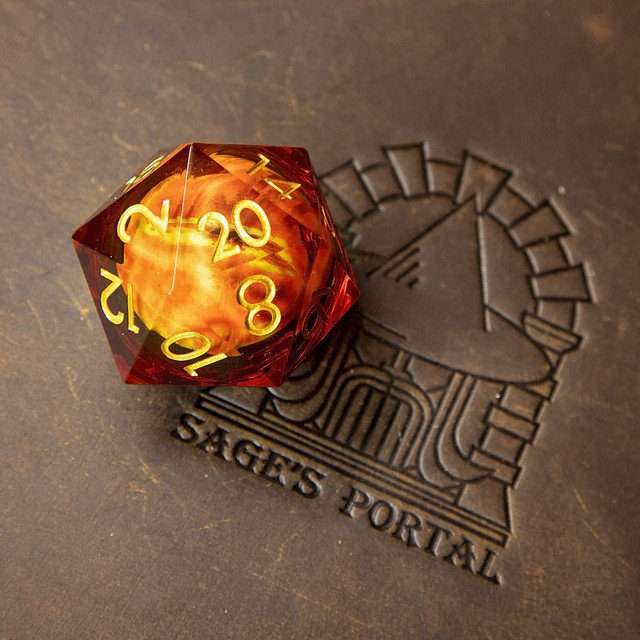 Sage's Eye of the Red Serpent Liquid Core Resin 33mm D20 - Sage's PortalLiquid Core Dice Set