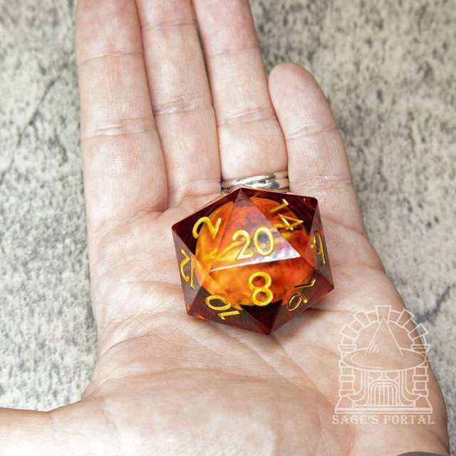 Sage's Eye of the Red Serpent Liquid Core Resin 33mm D20 - Sage's PortalLiquid Core Dice Set