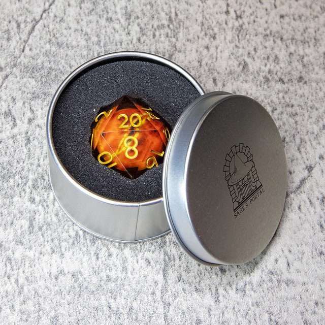 Sage's Eye of the Red Serpent Liquid Core Resin 33mm D20 - Sage's PortalLiquid Core Dice Set