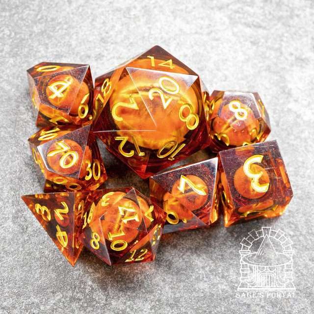 Sage's Eye of the Red Serpent Liquid Core Resin 33mm D20 - Sage's PortalLiquid Core Dice Set