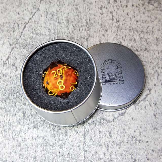 Sage's Eye of the Red Serpent Liquid Core Resin 33mm D20 - Sage's PortalLiquid Core Dice Set