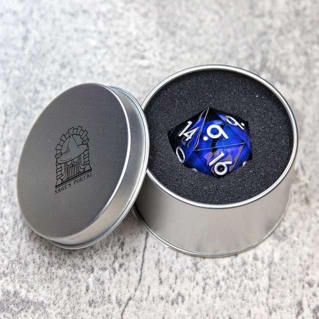 Sage's Eye of the Serpent Jiggling Purple Eye Resin 33mm D20 - Sage's PortalLiquid Core Dice Set