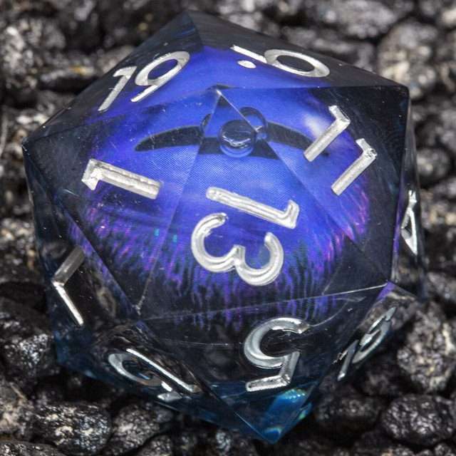 Sage's Eye of the Serpent Jiggling Purple Eye Resin 33mm D20 - Sage's PortalLiquid Core Dice Set