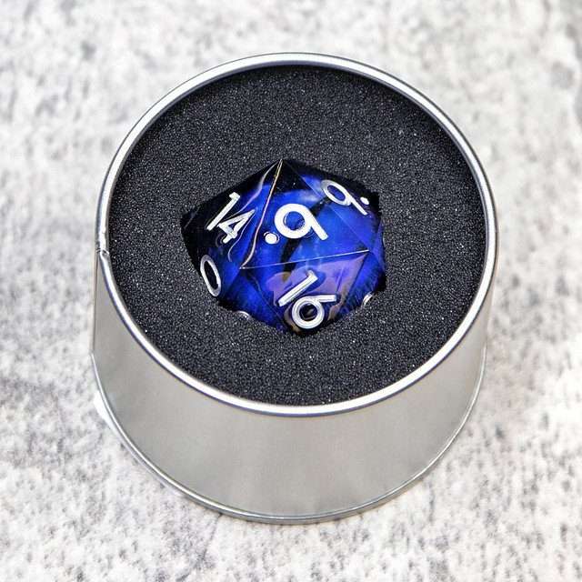 Sage's Eye of the Serpent Jiggling Purple Eye Resin 33mm D20 - Sage's PortalLiquid Core Dice Set