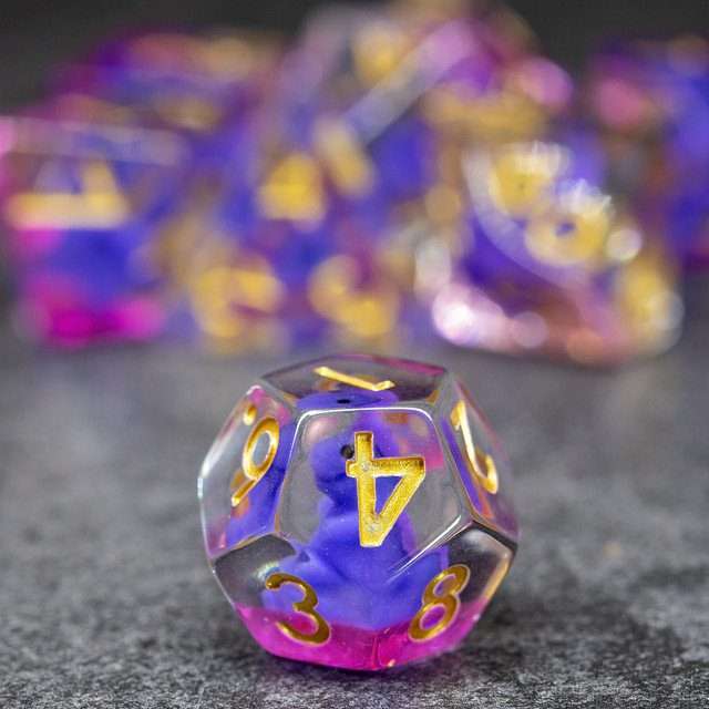 Sage's Familiars - Baby Purple Dragon Resin Polyhedral Dice Set - Sage's PortalResin Dice Set