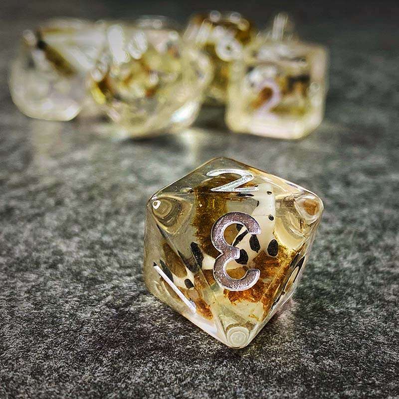 Sage's Familiars - Black Fish Familiar Resin Polyhedral Dice Set - Sage's PortalResin Dice Set