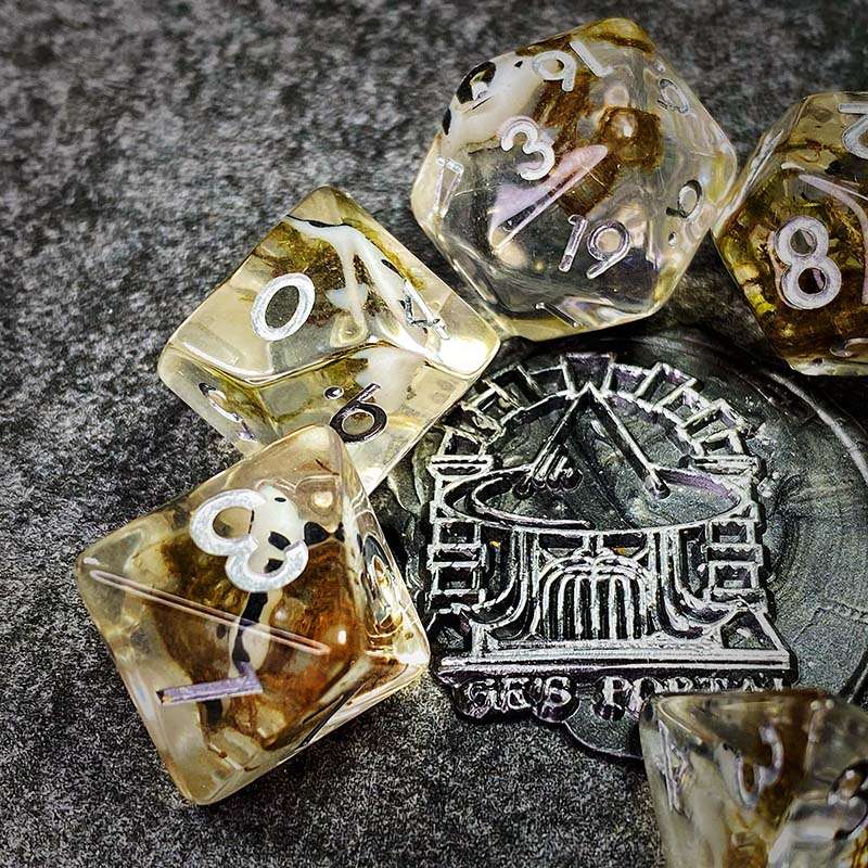 Sage's Familiars - Black Fish Familiar Resin Polyhedral Dice Set - Sage's PortalResin Dice Set