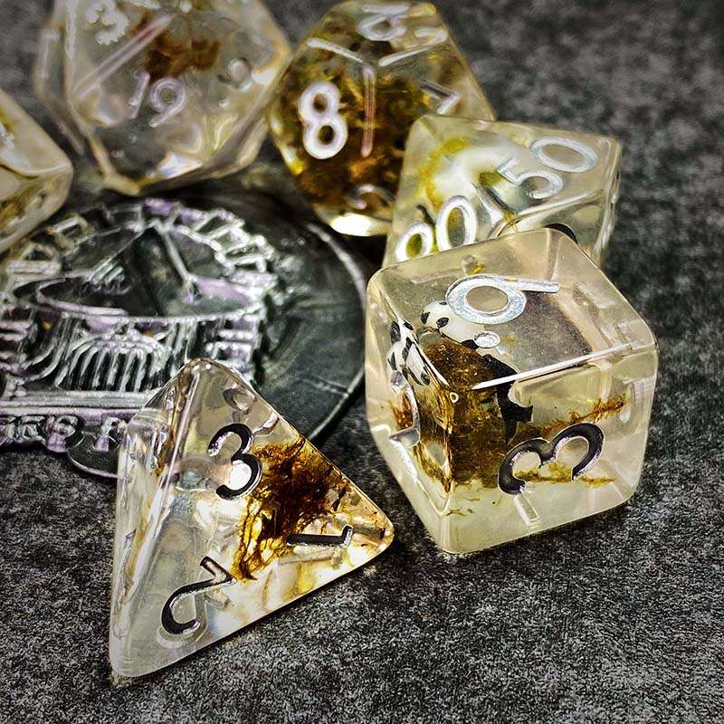 Sage's Familiars - Black Fish Familiar Resin Polyhedral Dice Set - Sage's PortalResin Dice Set