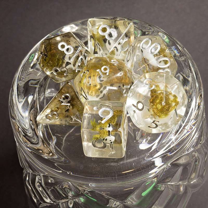 Sage's Familiars - Black Fish Familiar Resin Polyhedral Dice Set - Sage's PortalResin Dice Set