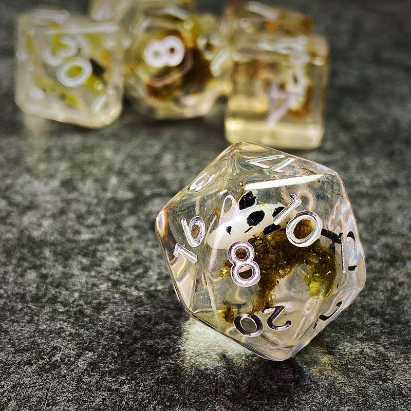 Sage's Familiars - Black Fish Familiar Resin Polyhedral Dice Set - Sage's PortalResin Dice Set
