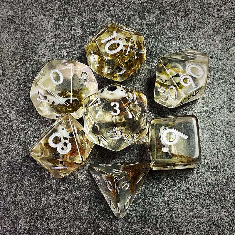 Sage's Familiars - Black Fish Familiar Resin Polyhedral Dice Set - Sage's PortalResin Dice Set
