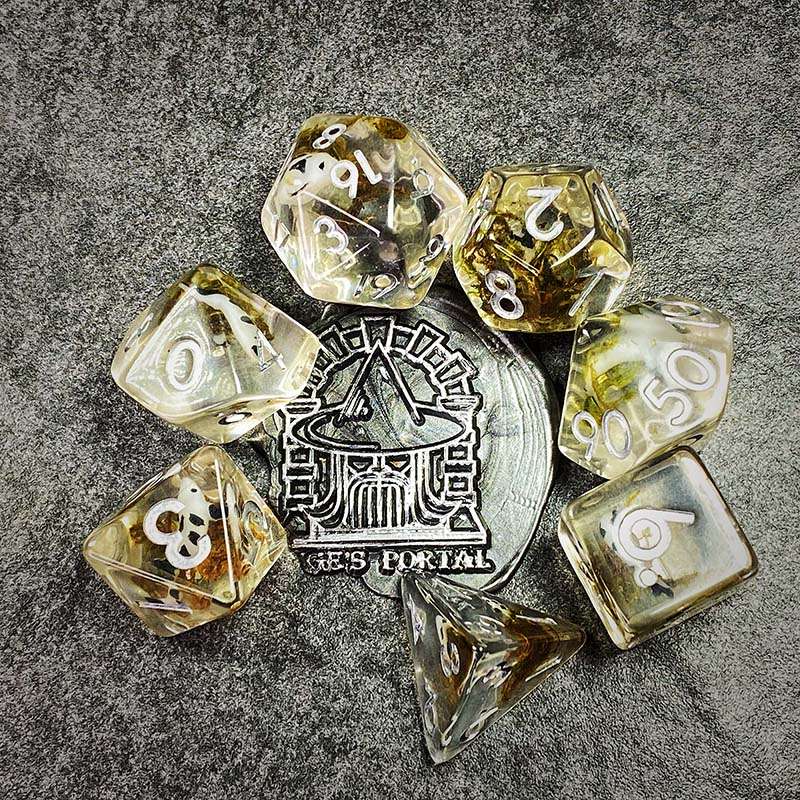 Sage's Familiars - Black Fish Familiar Resin Polyhedral Dice Set - Sage's PortalResin Dice Set