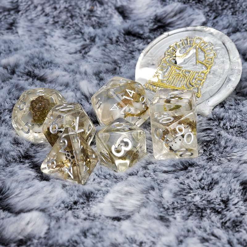 Sage's Familiars - Black Fish Familiar Resin Polyhedral Dice Set - Sage's PortalResin Dice Set