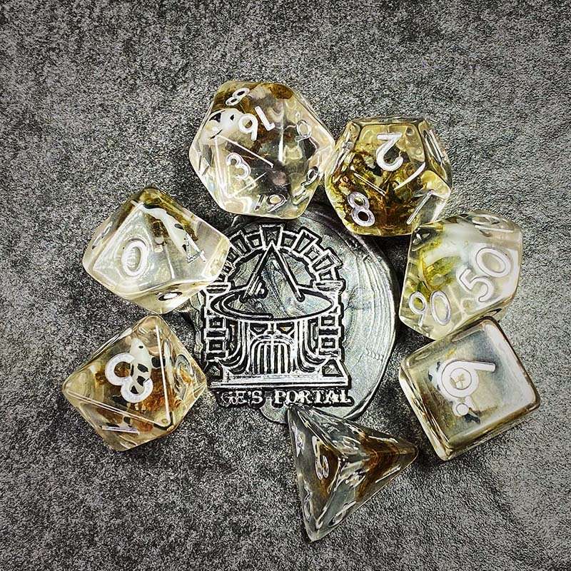 Sage's Familiars - Black Fish Familiar Resin Polyhedral Dice Set - Sage's PortalResin Dice Set