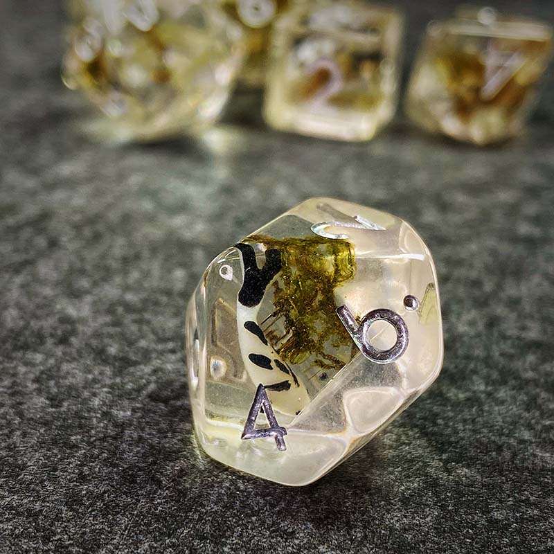 Sage's Familiars - Black Fish Familiar Resin Polyhedral Dice Set - Sage's PortalResin Dice Set
