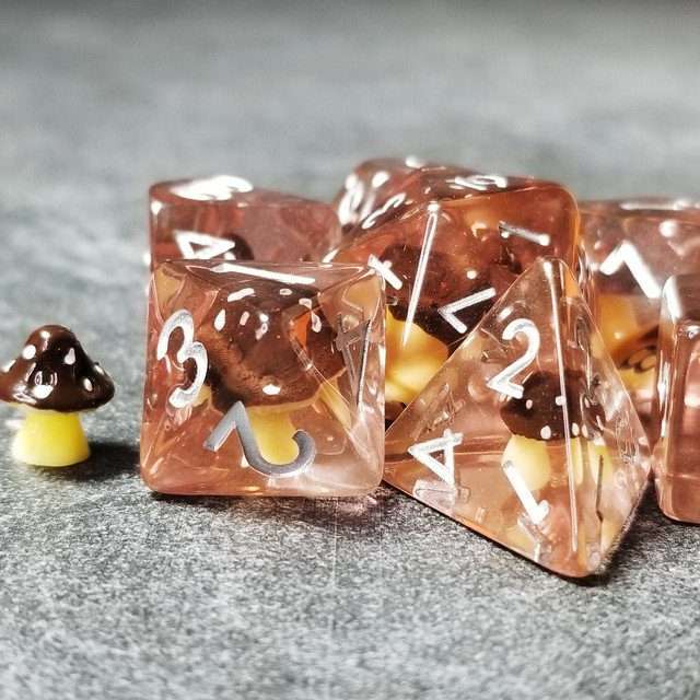 Sage's Familiars - Black Magic Shrooms Resin Polyhedral Dice Set - Sage's PortalResin Dice Set