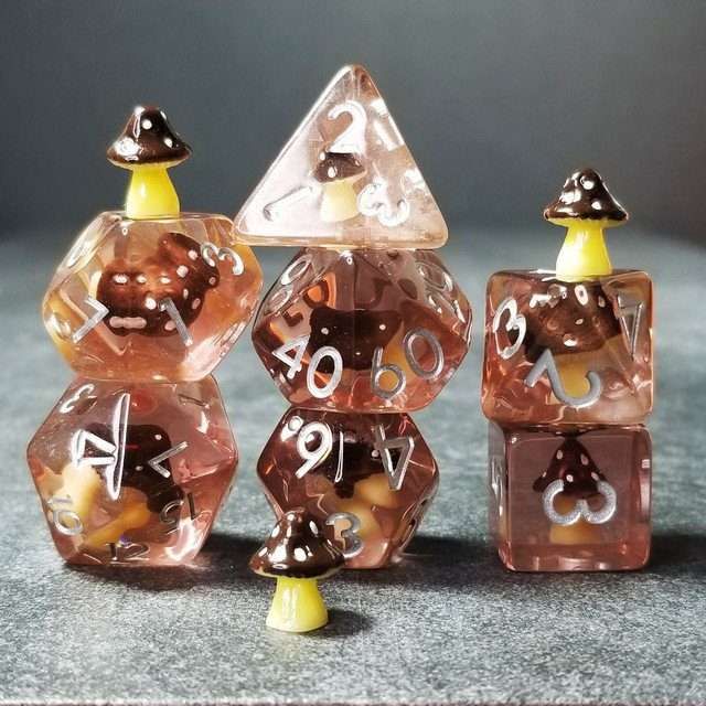 Sage's Familiars - Black Magic Shrooms Resin Polyhedral Dice Set - Sage's PortalResin Dice Set