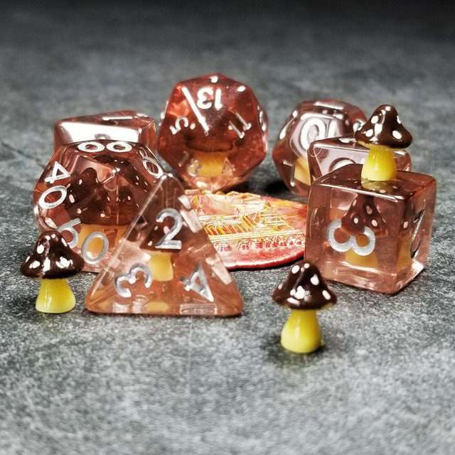Sage's Familiars - Black Magic Shrooms Resin Polyhedral Dice Set - Sage's PortalResin Dice Set