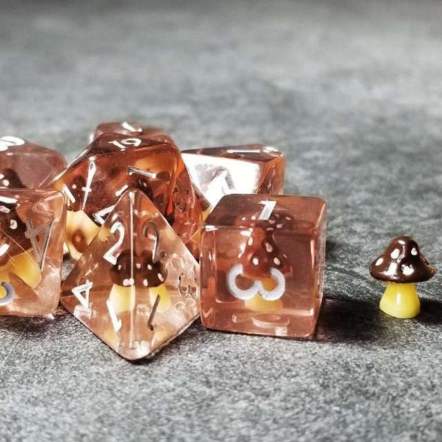 Sage's Familiars - Black Magic Shrooms Resin Polyhedral Dice Set - Sage's PortalResin Dice Set