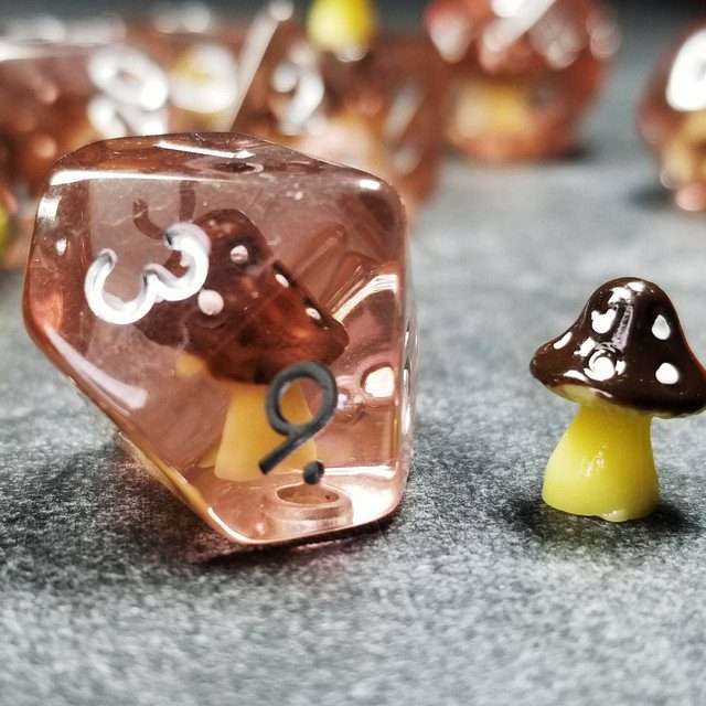Sage's Familiars - Black Magic Shrooms Resin Polyhedral Dice Set - Sage's PortalResin Dice Set