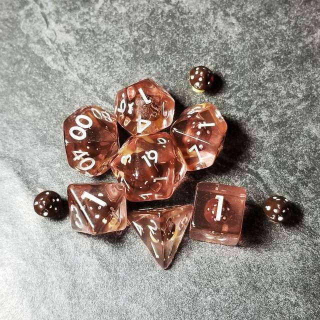 Sage's Familiars - Black Magic Shrooms Resin Polyhedral Dice Set - Sage's PortalResin Dice Set