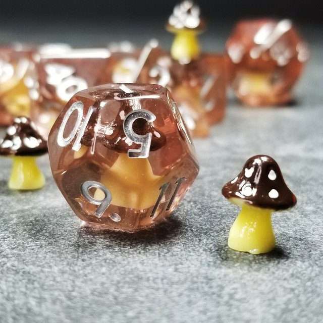 Sage's Familiars - Black Magic Shrooms Resin Polyhedral Dice Set - Sage's PortalResin Dice Set