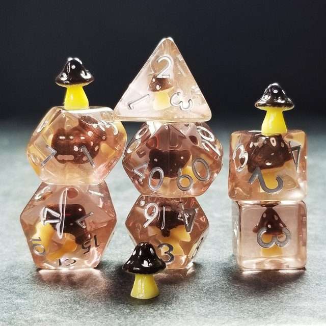 Sage's Familiars - Black Magic Shrooms Resin Polyhedral Dice Set - Sage's PortalResin Dice Set
