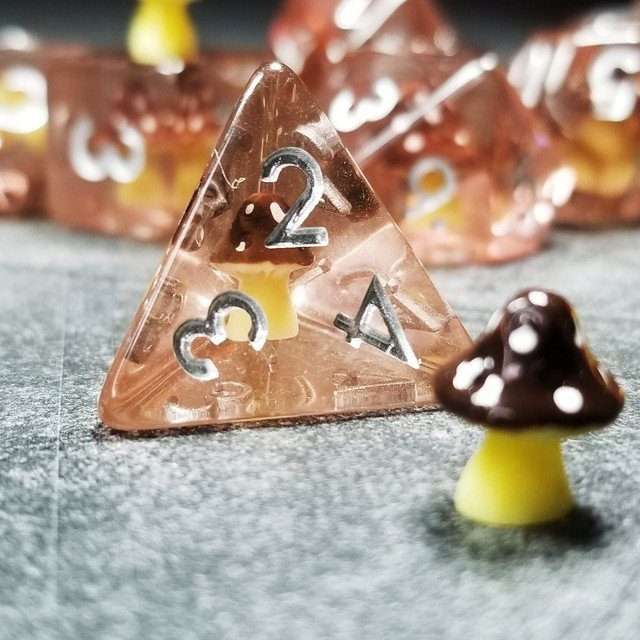 Sage's Familiars - Black Magic Shrooms Resin Polyhedral Dice Set - Sage's PortalResin Dice Set