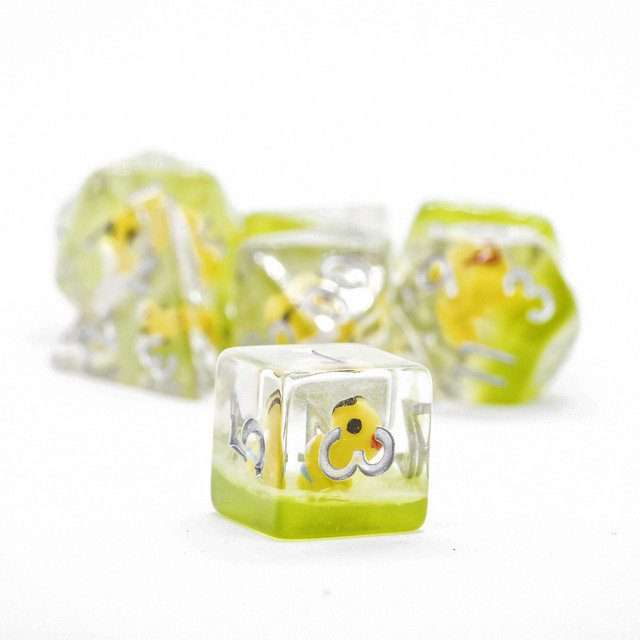 Sage's Familiars - Bumble Bee Familiar Resin Polyhedral Dice Set - Sage's PortalResin Dice Set