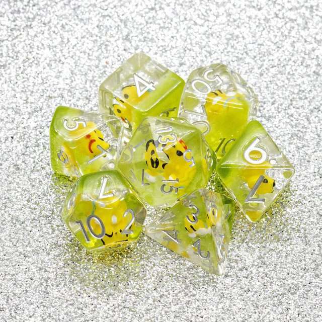 Sage's Familiars - Bumble Bee Familiar Resin Polyhedral Dice Set - Sage's PortalResin Dice Set