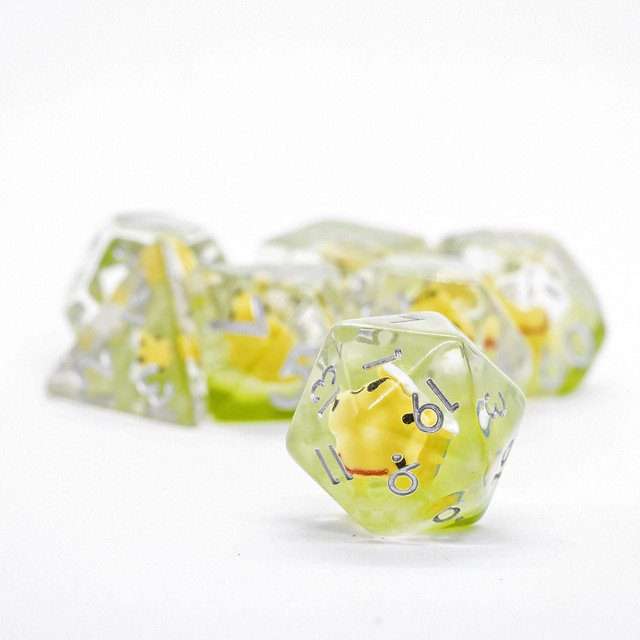 Sage's Familiars - Bumble Bee Familiar Resin Polyhedral Dice Set - Sage's PortalResin Dice Set