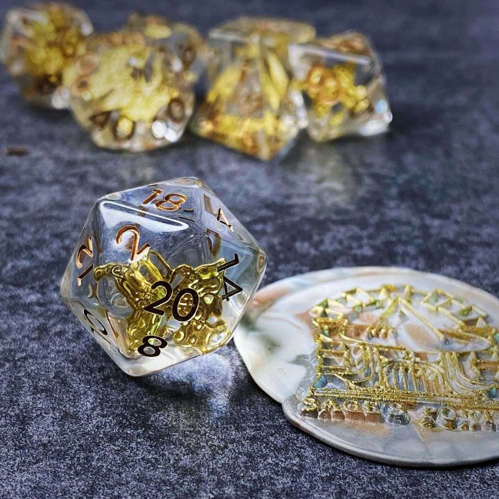 Sage's Familiars - Butterfly Familiar Resin Polyhedral Dice Set - Sage's PortalResin Dice Set