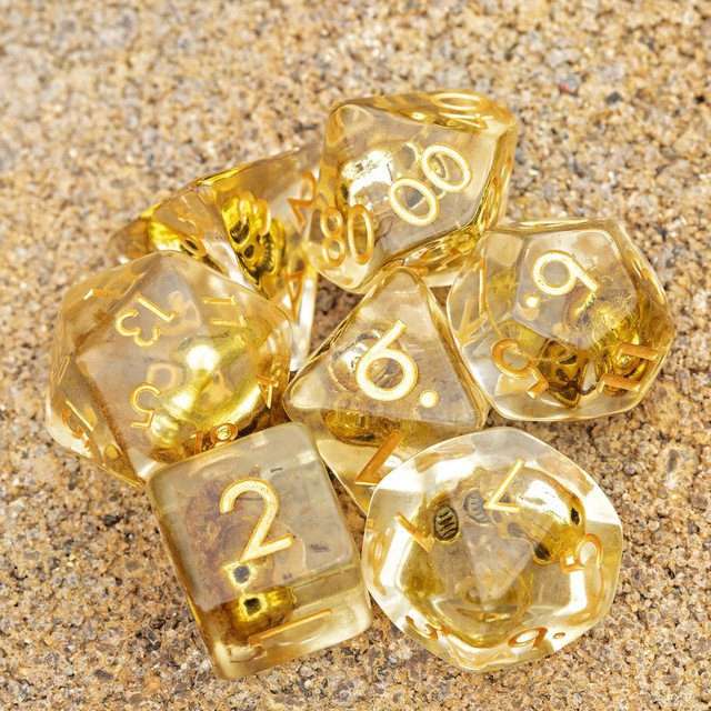 Sage's Familiars - Golden Skull Familiar Resin Polyhedral Dice Set - Sage's PortalResin Dice Set